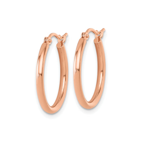 14k Rose Gold Hoop Earrings, Polished Medium Round Hoops, Minimalist Modern Style for Women