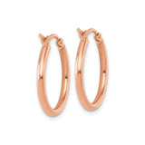 14k Rose Gold Hoop Earrings, Polished Medium Round Hoops, Minimalist Modern Style for Women