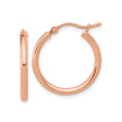 14k Rose Gold Hoop Earrings, Polished Medium Round Hoops, Minimalist Modern Style for Women