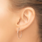 14k Rose Gold Hoop Earrings, Polished Finish Minimalist Round Hoops, Latch Back Closure