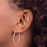 14k Rose Gold Hoop Earrings, Medium Round Polished Hoops, Lightweight Minimalist Design for Women