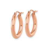 14k Rose Gold Hoop Earrings, Lightweight Round Hoops with Latch Back, Minimalist Style for Women