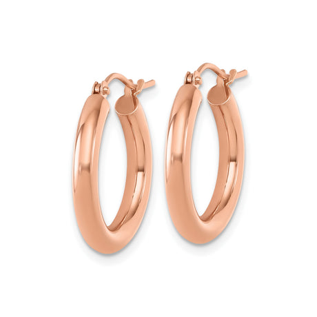14k Rose Gold Hoop Earrings, Lightweight Round Hoops with Latch Back, Minimalist Style for Women
