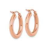 14k Rose Gold Hoop Earrings, Lightweight Round Hoops with Latch Back, Minimalist Style for Women