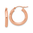 14k Rose Gold Hoop Earrings, Lightweight Round Hoops with Latch Back, Minimalist Style for Women