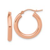 14k Rose Gold Hoop Earrings, Lightweight Round Hoops with Latch Back, Minimalist Style for Women