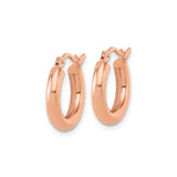 14k Rose Gold Hoop Earrings with Smooth Polished Finish, Lightweight Snap Back Closure