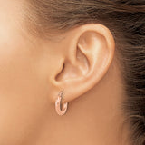 14k Rose Gold Hoop Earrings with Smooth Polished Finish, Lightweight Snap Back Closure