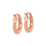 14k Rose Gold Hoop Earrings with Smooth Polished Finish, Lightweight Snap Back Closure