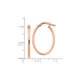 14k Rose Gold Oval Hoop Earrings, Sleek Minimalist Design for Women