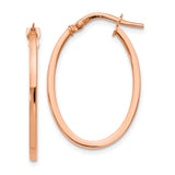 14k Rose Gold Oval Hoop Earrings, Sleek Minimalist Design for Women