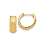 14k Yellow Gold Hoop Earrings, Brushed Finish, Huggie Style, Minimalist Jewelry for Women