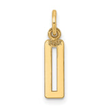 Small Polished Elongated Number 0 Charm Pendant in Real 14k Yellow Gold