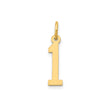 14k Yellow Gold Number One Pendant Charm, Polished Minimal Unisex Jewelry