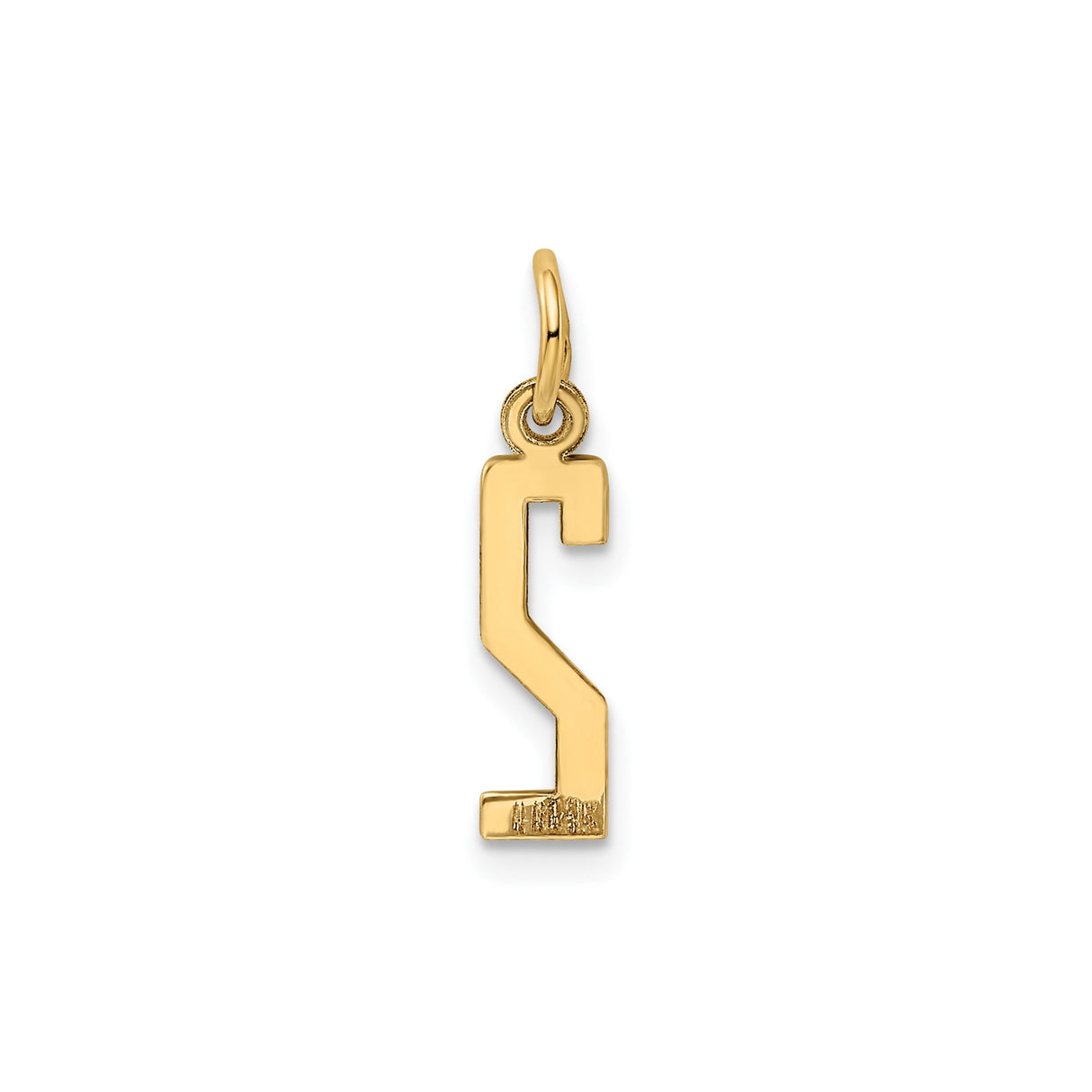 14k Yellow Gold Number Two Pendant Charm, Modern Minimalist Numeral Design for Women or Unisex Wear