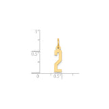 14k Yellow Gold Number Two Pendant Charm, Modern Minimalist Numeral Design for Women or Unisex Wear