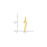 14k Yellow Gold Number 7 Pendant Charm, Polished Lucky Numeral Symbol for Women or Unisex Wear