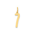 14k Yellow Gold Number 7 Pendant Charm, Polished Lucky Numeral Symbol for Women or Unisex Wear