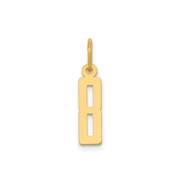 14k Yellow Gold Number 8 Pendant Charm, Polished Cutout Infinity Design