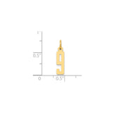 14k Yellow Gold Number 9 Pendant Charm, Polished Block Numeral Design, Unisex Accessory