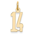 Small Elongated Number 14 Charm Pendant in Real 14k Yellow Gold