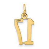 14k Yellow Gold Number 17 Pendant, Polished Sports Charm, Unisex Milestone Jewelry