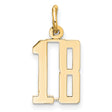 Small Elongated Number 18 Charm Pendant in Real 14k Yellow Gold