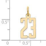 14k Yellow Gold Number 23 Pendant, Athletic Style Charm for Men and Women