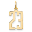 14k Yellow Gold Number 23 Pendant, Athletic Style Charm for Men and Women