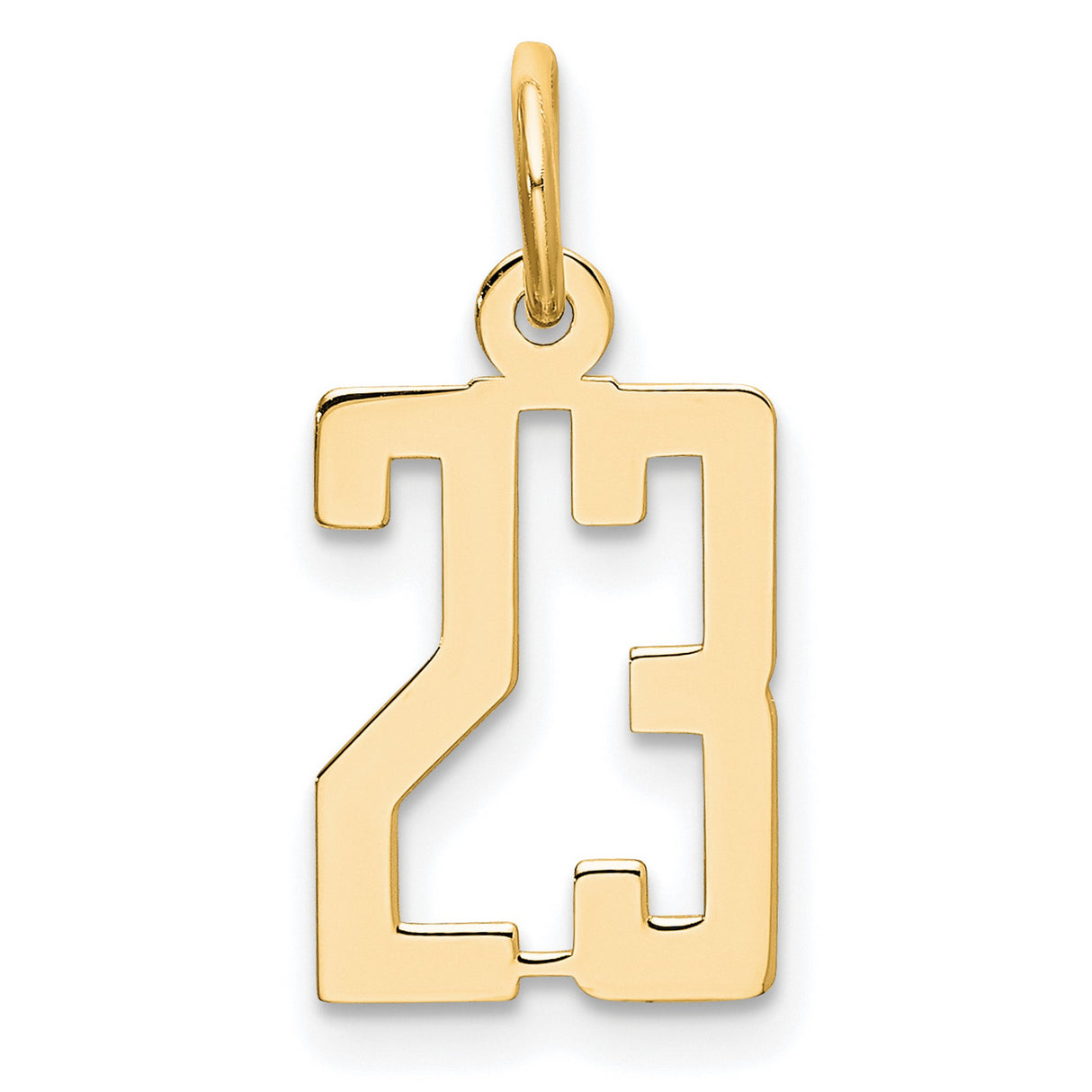 14k Yellow Gold Number 23 Pendant, Athletic Style Charm for Men and Women