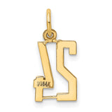 14k Yellow Gold Number 24 Pendant, Polished Block Style Sports Charm for Men or Women
