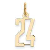 14k Yellow Gold Number 24 Pendant, Polished Block Style Sports Charm for Men or Women
