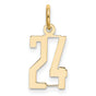 14k Yellow Gold Number 24 Pendant, Polished Block Style Sports Charm for Men or Women