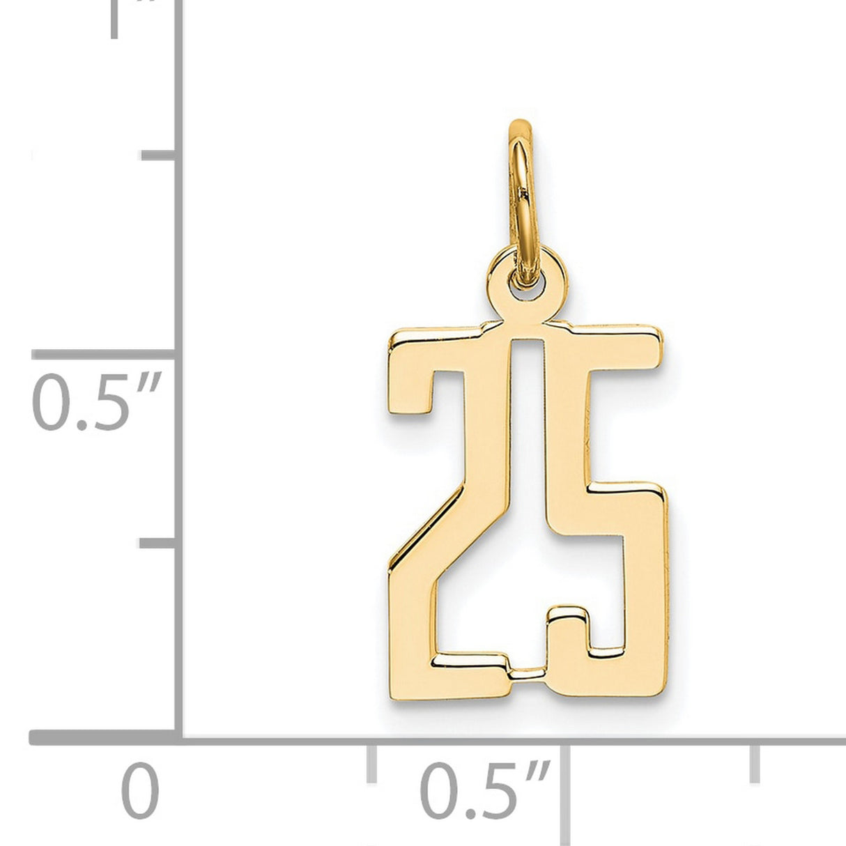 14k Yellow Gold Number 25 Pendant Charm, Sleek Modern Milestone Jewelry for Women or Unisex Wear