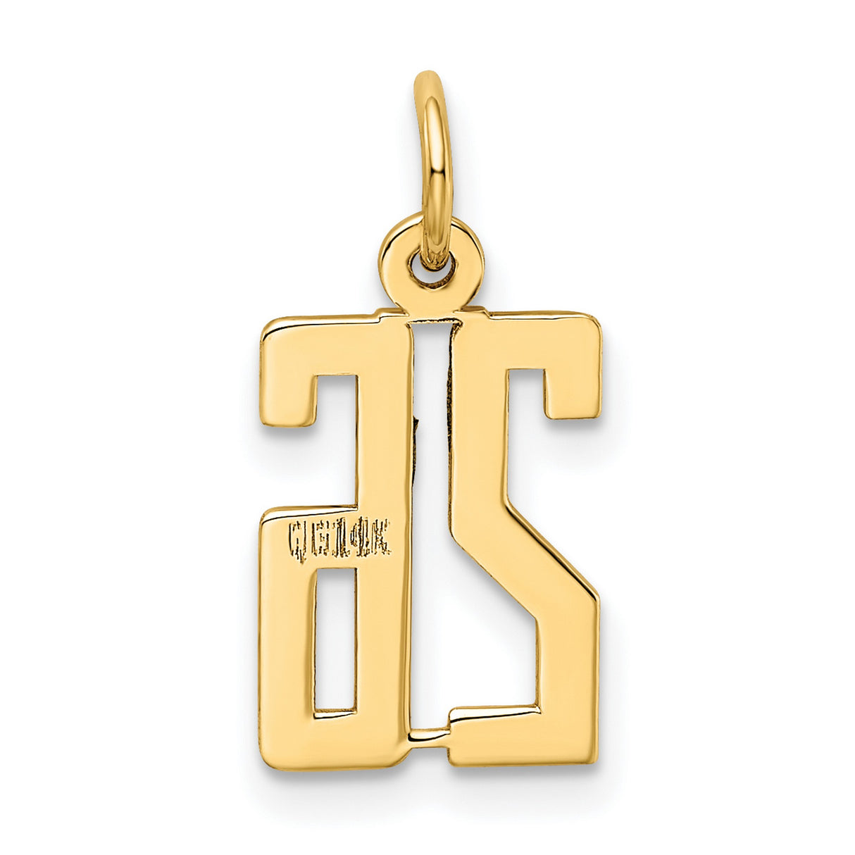 Small Elongated Number 26 Charm Pendant in Real 14k Yellow Gold