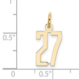 14k Yellow Gold Number 27 Pendant with Modern Cutout Design