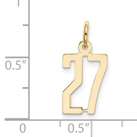 14k Yellow Gold Number 27 Pendant with Modern Cutout Design