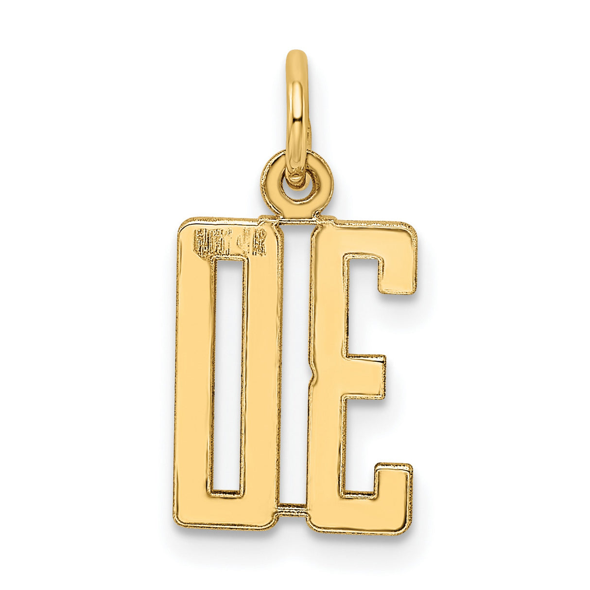 14k Yellow Gold Number 30 Pendant Charm, Bold Polished Milestone Jewelry for Women and Men