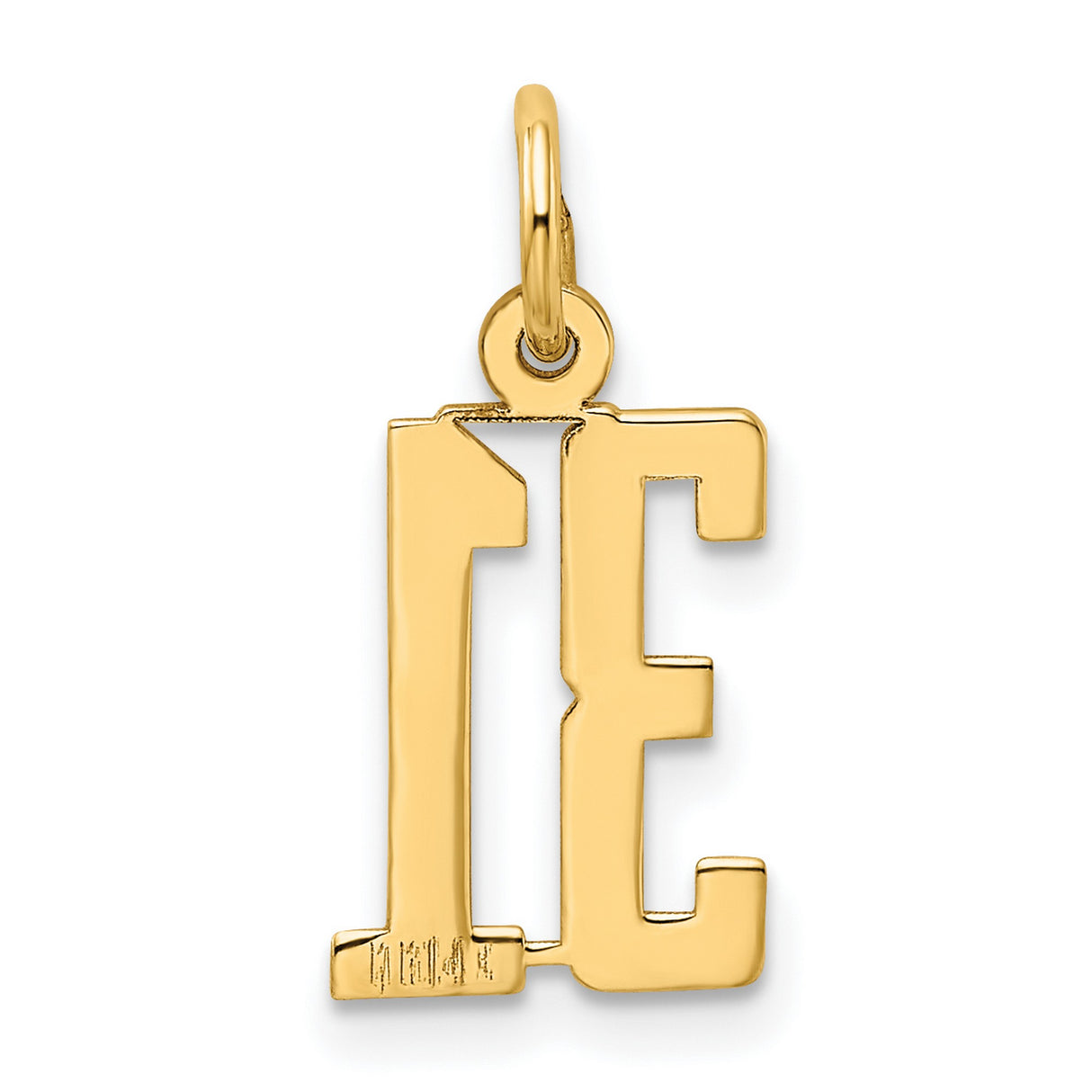 14k Yellow Gold Number 31 Pendant Charm, Bold Block Numerals, Mens or Womens Jewelry
