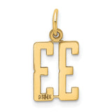 Small Elongated Number 33 Charm Pendant in Real 14k Yellow Gold