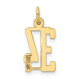 Small Elongated Number 34 Charm Pendant in Real 14k Yellow Gold
