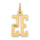 14k Yellow Gold Number 35 Pendant, Bold Block Style Charm for Men or Women