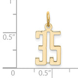14k Yellow Gold Number 35 Pendant, Bold Block Style Charm for Men or Women