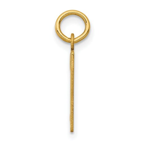 Small Elongated Number 37 Charm Pendant in Real 14k Yellow Gold