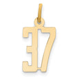Small Elongated Number 37 Charm Pendant in Real 14k Yellow Gold