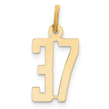 Small Elongated Number 37 Charm Pendant in Real 14k Yellow Gold