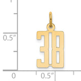 14k Yellow Gold Number 38 Pendant Charm, Bold Polished Sports Design, Unisex Jewelry