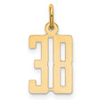 14k Yellow Gold Number 38 Pendant Charm, Bold Polished Sports Design, Unisex Jewelry