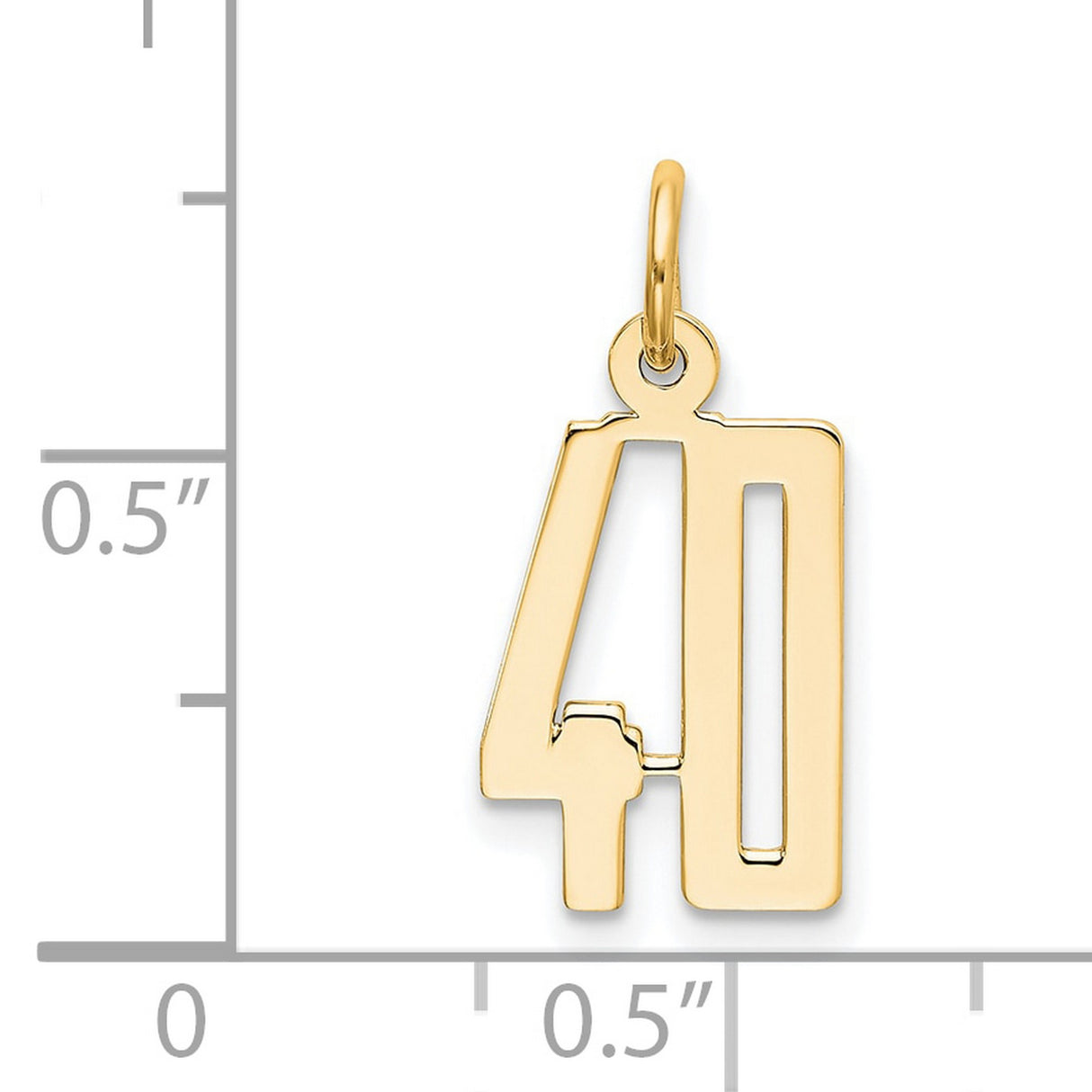 Small Elongated Number 40 Charm Pendant in Real 14k Yellow Gold