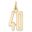 Small Elongated Number 40 Charm Pendant in Real 14k Yellow Gold